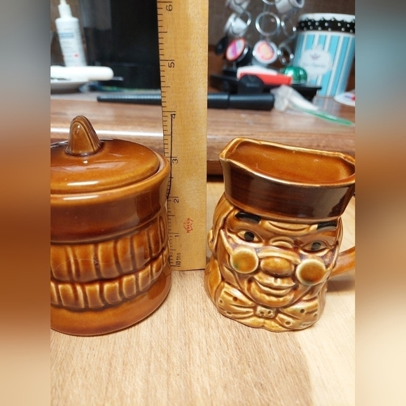 Vintage* Benjamin Franklin & Toby Brown Creamer and Sugar Colonial Set - Picture 8 of 8